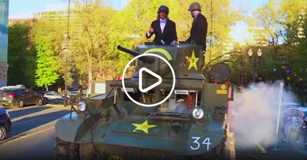Students in Oregon Roll Up to the Prom in a Military Tank