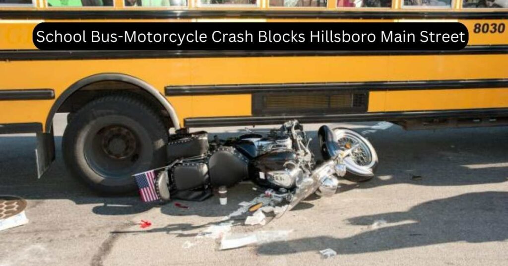 School Bus Motorcycle Crash Blocks Hillsboro Main Street