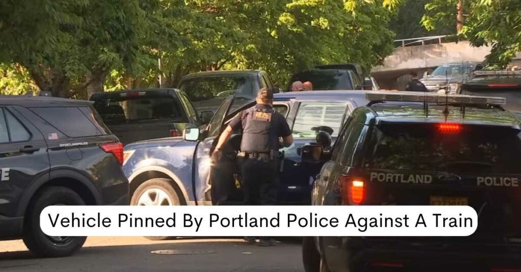 Vehicle Pinned By Portland Police Against A Train 1