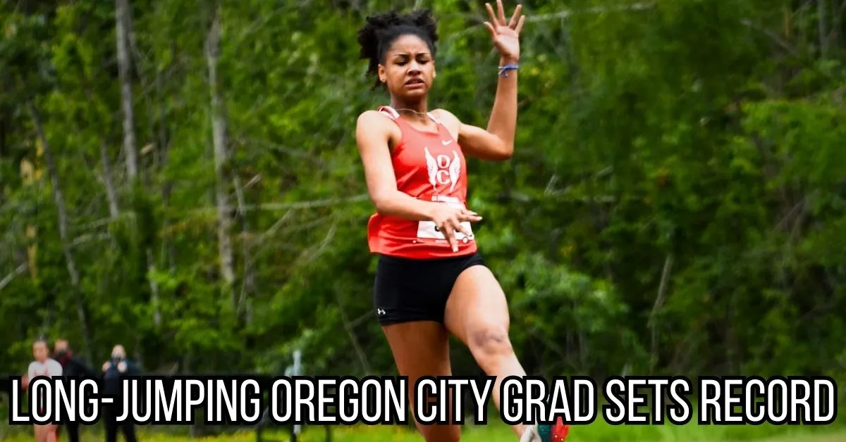Long-jumping Oregon City grad sets record
